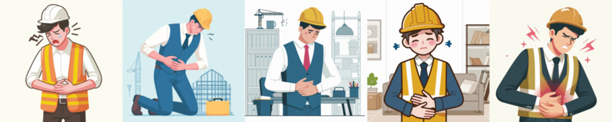 architect vector having stomach ache