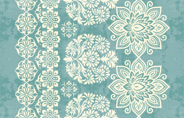 Abstract Traditional Scribble Style Hand Drawn Ikat Seamless Vector Pattern Trendy Fashion Colors Perfect for Allover Fabric Print or Wall Paper Damask Ethnic Concept Bright White Tones