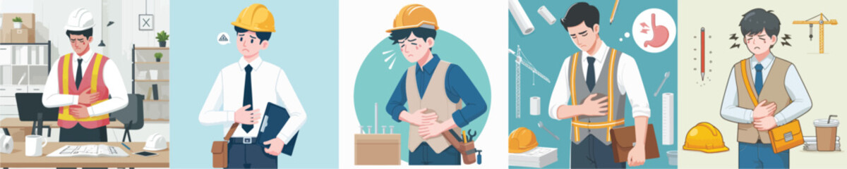 architect vector having stomach ache