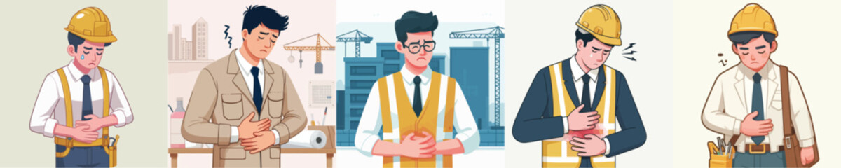 architect vector having stomach ache