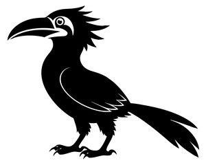 Malabar Grey Hornbill Vector Illustration | Tropical Bird Silhouette SVG