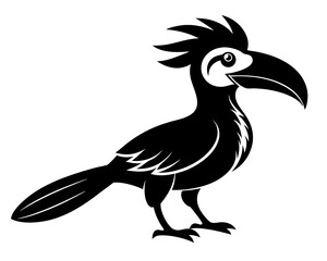 Malabar Grey Hornbill Vector Illustration | Tropical Bird Silhouette SVG