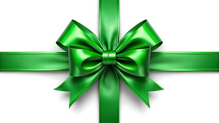 green bow and ribbon on a white background