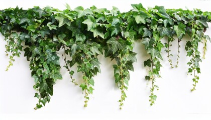 Obraz premium green leaves hanging vines ivy bush on white background plant succulent climbing concept