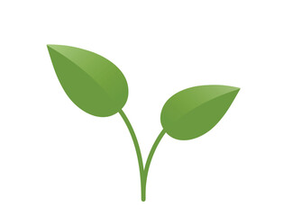 Green plant sprout with two stems illustration. Spring, planting and nature design element. Isolated vector image