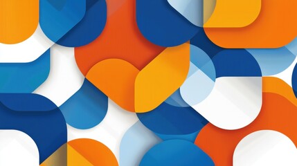 Obraz premium A vibrant abstract composition of overlapping circles in orange, blue, and white.
