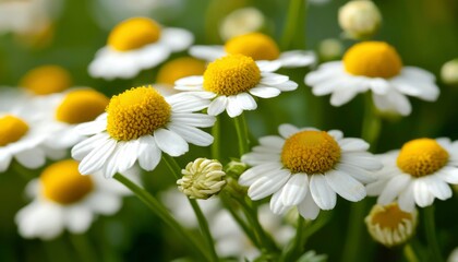 Fototapeta premium Close-up of daisies in a field
