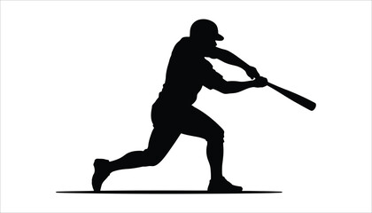 Fototapeta premium Baseball Player Hitting Bat Silhouette Vector for Sports Design