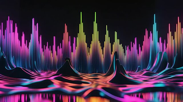 Abstract Digital Soundwave with Colorful Peaks and Waves, Visual Representation of Audio Frequency, Vibrant Spectrum and Digital Sound Concept

