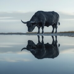 Obraz premium Ox reflection still water