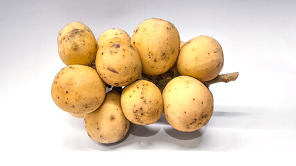 Longkong on white background. Fruit in Thailand.