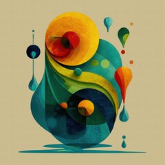 The Energy of Life and Dynamism of New Ideas, Colorful Abstract Water Drops Concept