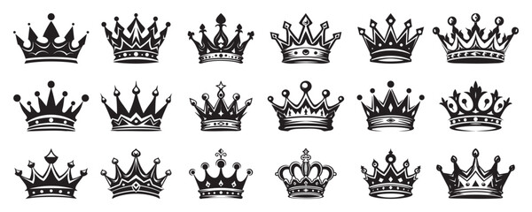 crown logo set - Premium design crown - Vector Illustration