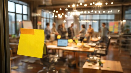 Collaborative office meeting with diverse team in modern workspace