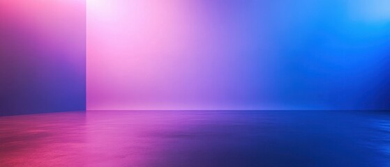 A studio room with a smooth blue and purple gradient, providing a minimalist background and an empty photographic limbo space. This contemporary showroom setting is ideal.