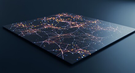Abstract Network Display with Connected Dots and Lines
