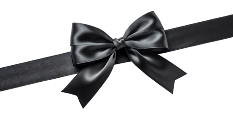 Elegant Black Satin Ribbon Bow and Ribbon PNG and transparent background