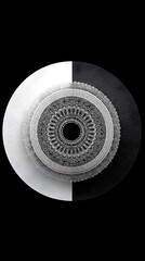 Intricate black and white mandala design