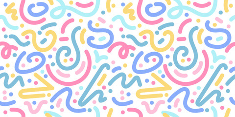 Seamless pattern with colorful line vector. Creative abstract art background collection for children or festive celebration design.