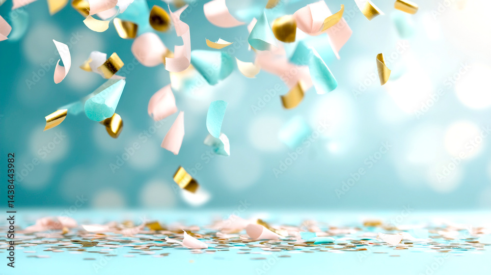 Aufkleber beautiful pastel confetti falling against a soft bokeh backdrop ideal for celebrations and special o