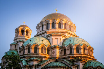 Obraz premium Horizontal photograph of the roof Alexander Nevsky Cathedral in Sofia, Bulgaria. Ideal for travel brochure, magazine cover, poster.