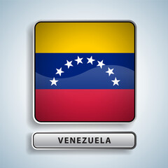 Venezuela flag square button Isolated on color gradient background. Exclusive Icon flag