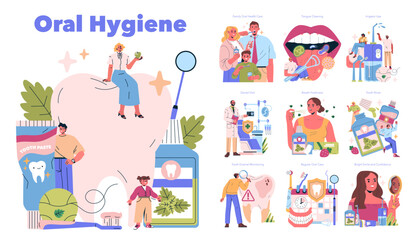 Fototapeta premium Oral Hygiene. Flat Vector Illustration
