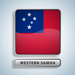 Western Samoa flag square button Isolated on color gradient background. Exclusive Icon flag