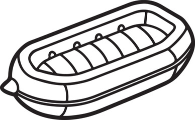 inflatable boat line art, black outline, vector and illustration, coloring book page line art drawing