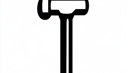 Minimalist Line Art Icon of a Hammer Featuring a Black Design and a White Background Emphasizing Simplicity and Elegance for Graphic Use