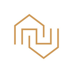 Letter N house creative line logo design