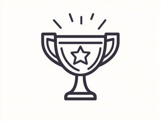 Elegant Black Win Cup Icon Representing Achievement on a Minimalist White Background for Award Celebrations and Sports Recognition