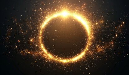 Golden circular glowing frame