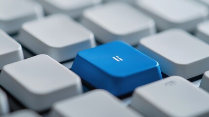 Close-up blue keyboard key;  typing, office, work