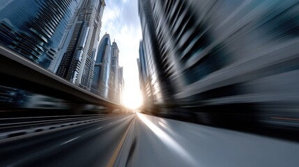 Fototapeta premium Urban highway perspective, dynamic cityscapes