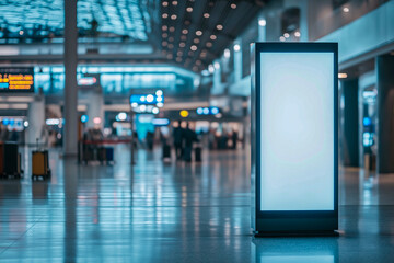 Airport or shopping mall terminal a white mockup of ready-to-place individual ads.