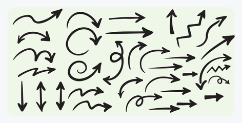 Hand Drawn Vector Arrows Set – Sketchy Arrow Collection for Design and Illustration, arrow, arrows, handdrawn, sketch, doodle, vector, icon, set, direction, graphic, line, curved, straight