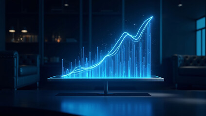 business graph on a red background