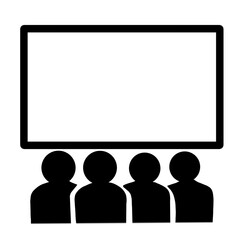 business people holding blank board