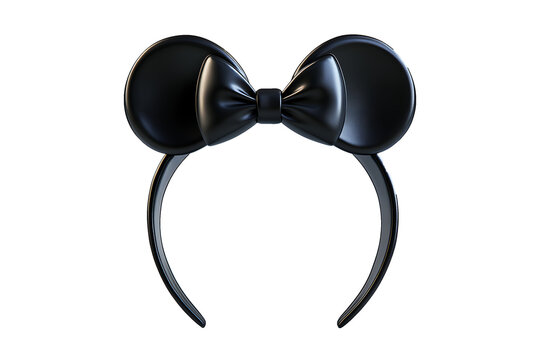 Classic Black Mouse Ears Isolated on Transparent Background PNG Image.
