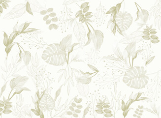 Tropical Leaf Pattern Background: Elegant Jungle Foliage Design for Prints & Digital Art. Nature Inspired Wallpaper.