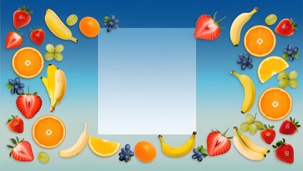 Colorful Assortment of Fresh Fruits in a Vibrant Border Design