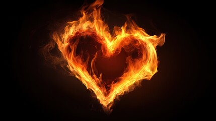Fiery heart burning dark background, passion concept (1)