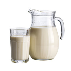 Fresh Milk in Glass Pitcher and Glass