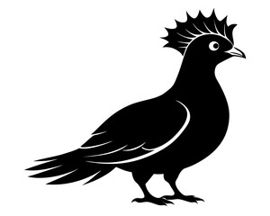 Victoria Crowned Pigeon Vector Illustration | Elegant Pigeon Silhouette SVG Design