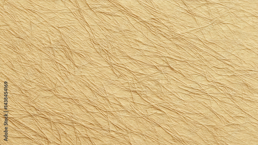 Aufkleber closeup of textured natural paper background highlighting the intricate folds and creases in warm be