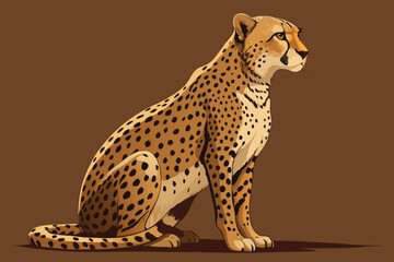 Majestic Cheetah Sitting Profile View Wildlife Art © Najmul Design Hub
