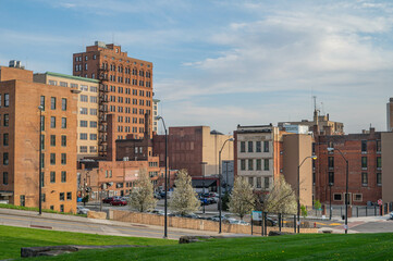 Youngstown Ohio USA Apr 18 2025 ; downtown historic district, city life architecture, copy space background image.NEF