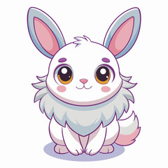 Adorable Cartoon White Bunny Rabbit Illustration