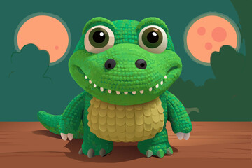 Adorable Cartoon Baby Crocodile Illustration
